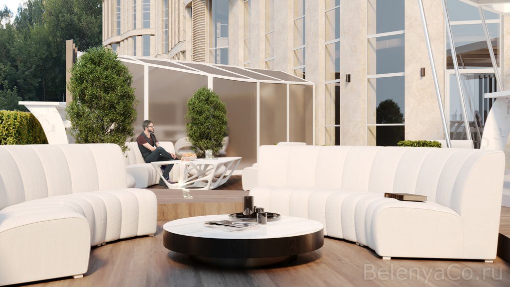 Концепция патио двухуровневой квартиры