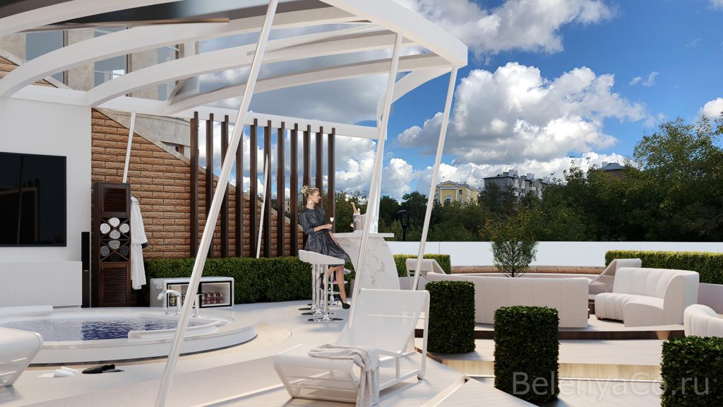 Концепция патио двухуровневой квартиры