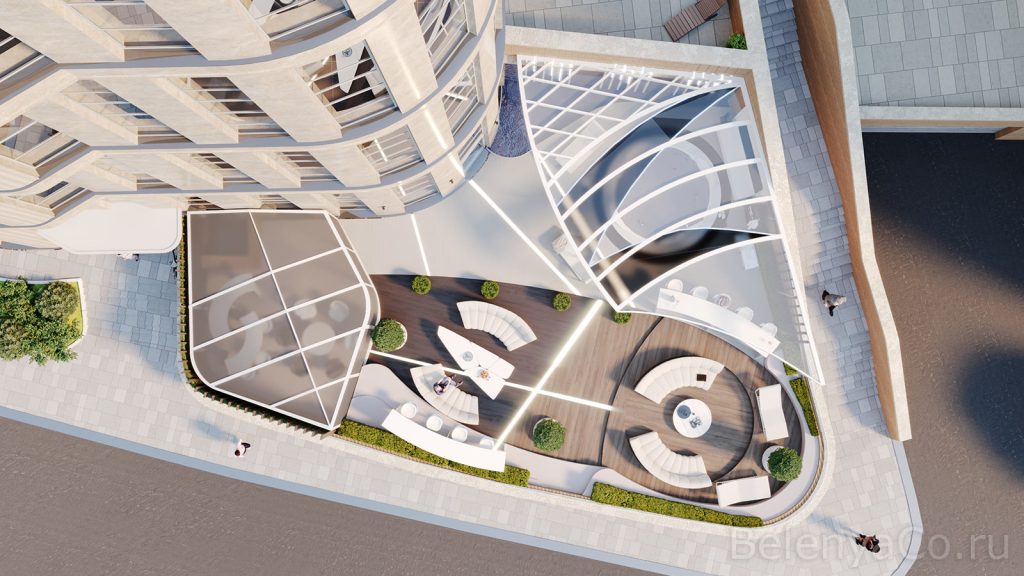 Концепция патио двухуровневой квартиры