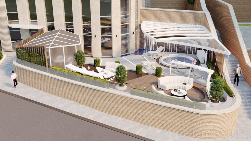 Концепция патио двухуровневой квартиры