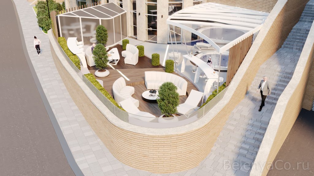 Концепция патио двухуровневой квартиры