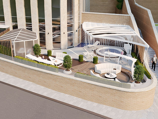 Концепция патио двухуровневой квартиры