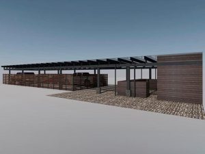 Навес на 4 автомобиля с зоной летней кухни в Подмосковье