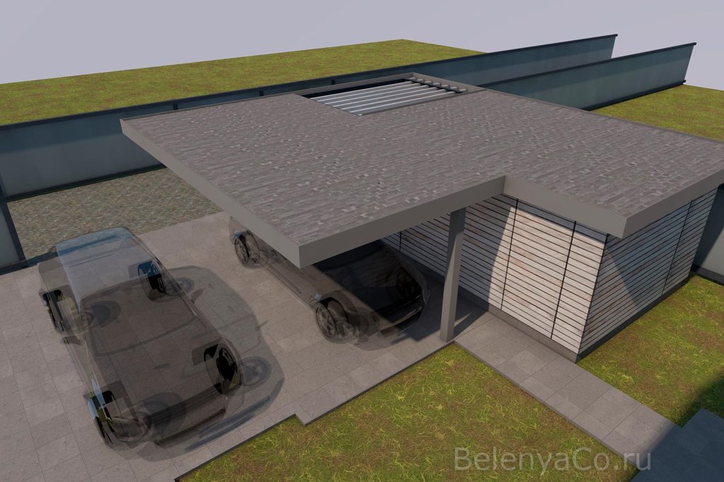 Навес с хозблоком