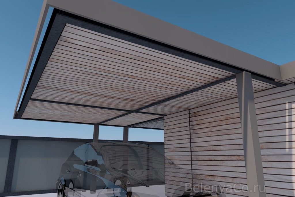 Навес с хозблоком