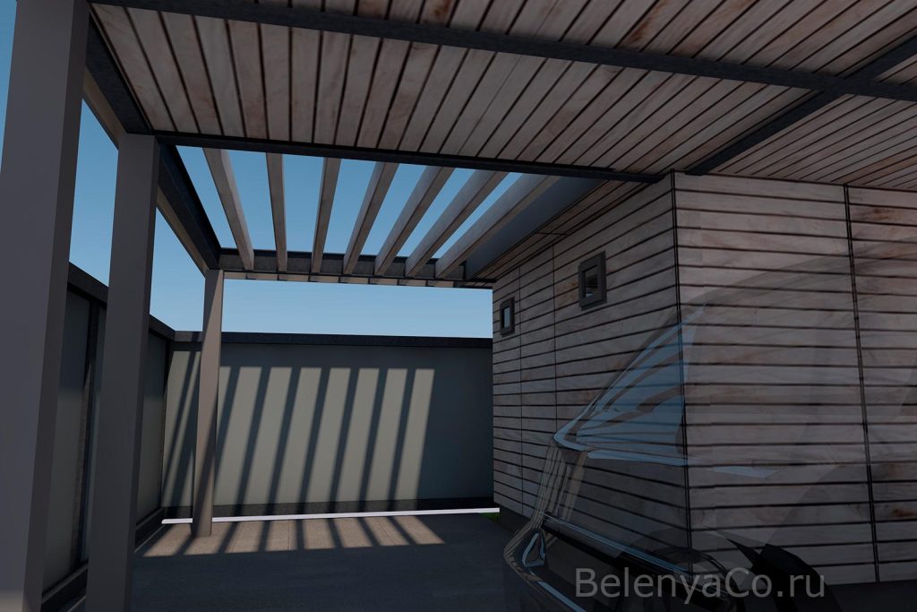 Навес с хозблоком
