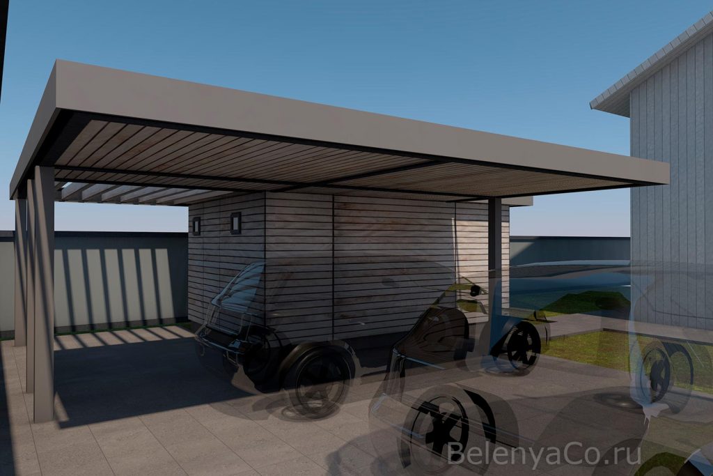 Навес с хозблоком