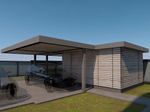 Навес с хозблоком