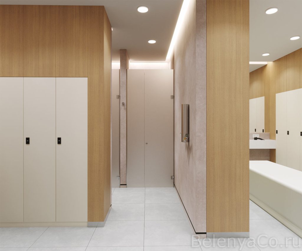 Проект раздевалок в составе фитнес-клуба Мультиспорт